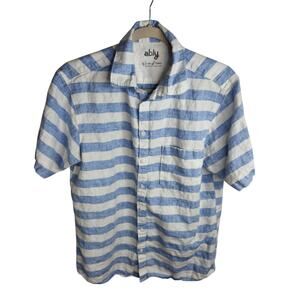Ably Mens Size Small Talbot Filium Activated Short‎ Sleeve Linen Button Up Shirt
